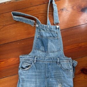 Blank NYC Blue Denim Distressed Overall Jumpsuit